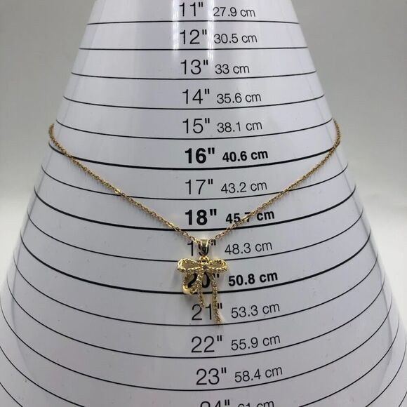 18K Gold Plated Women's Tied Bow Ribbon Shape Necklace Cubic Zirconia Waterproof - Picture 7 of 12